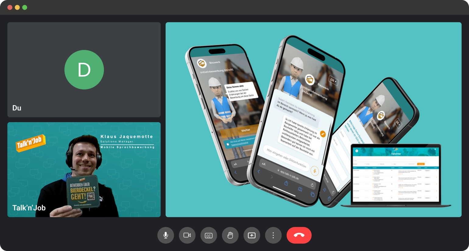 CTA_Book-Demo Screenshot of a Demo Call with Talk'n'Job