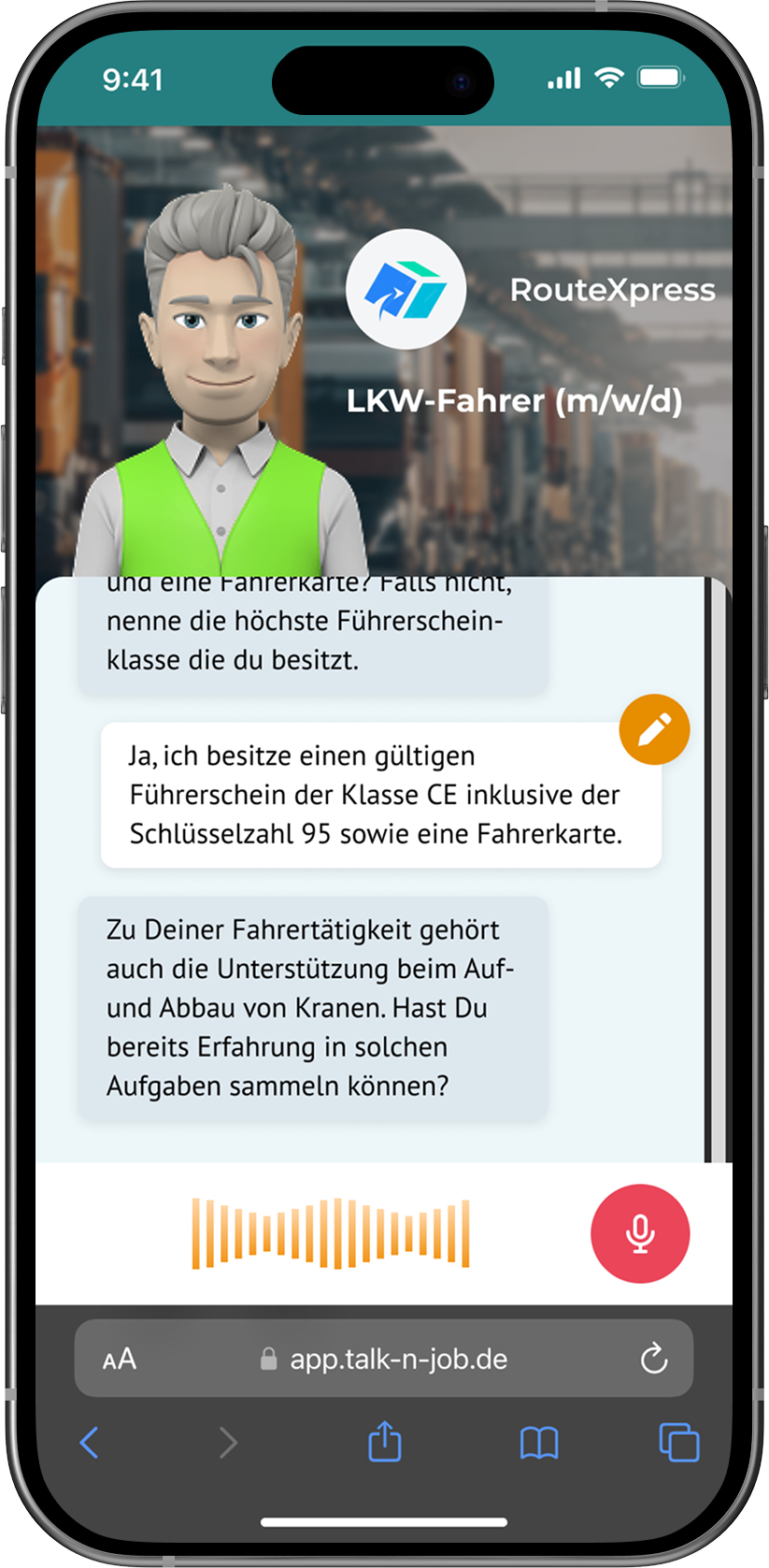 Talk'n'Job's Chat for Logistics