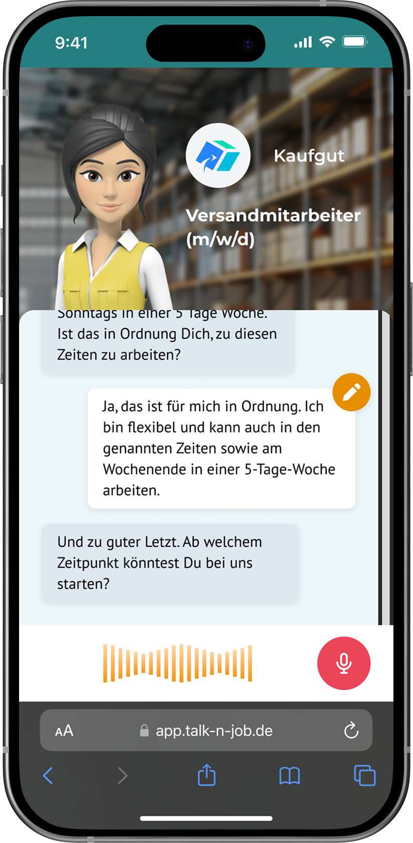 Talk'n'Job's Chat for Logistics